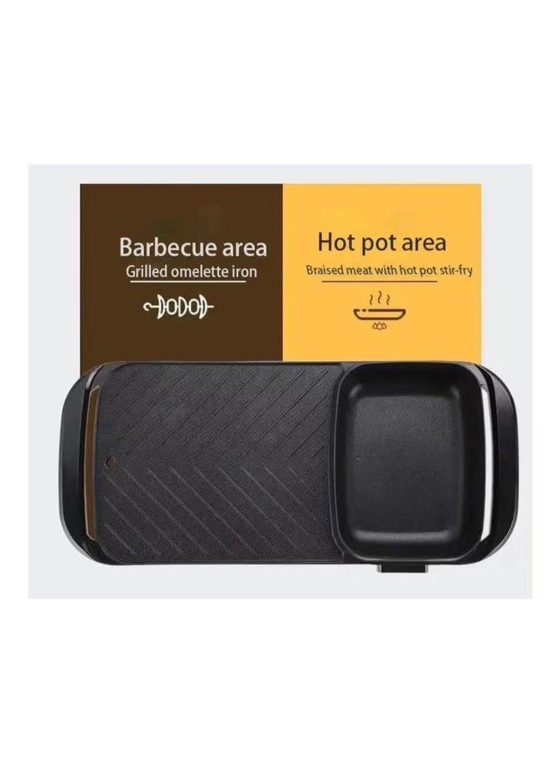 شواية كهربائية وقدر ساخن 2 في 1، بدون دخان، غير لاصق، قدر ساخن شابو شابو وشواية كهربائية للمنزل والحفلات والتجمعات العائلية - Image 3